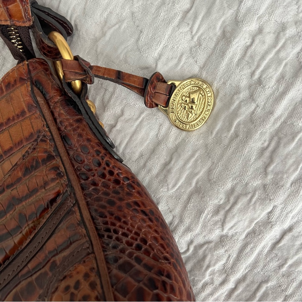 Brahmin Brown Croc Embossed Medium Shoulder Bag One Size - Picture 2 of 15